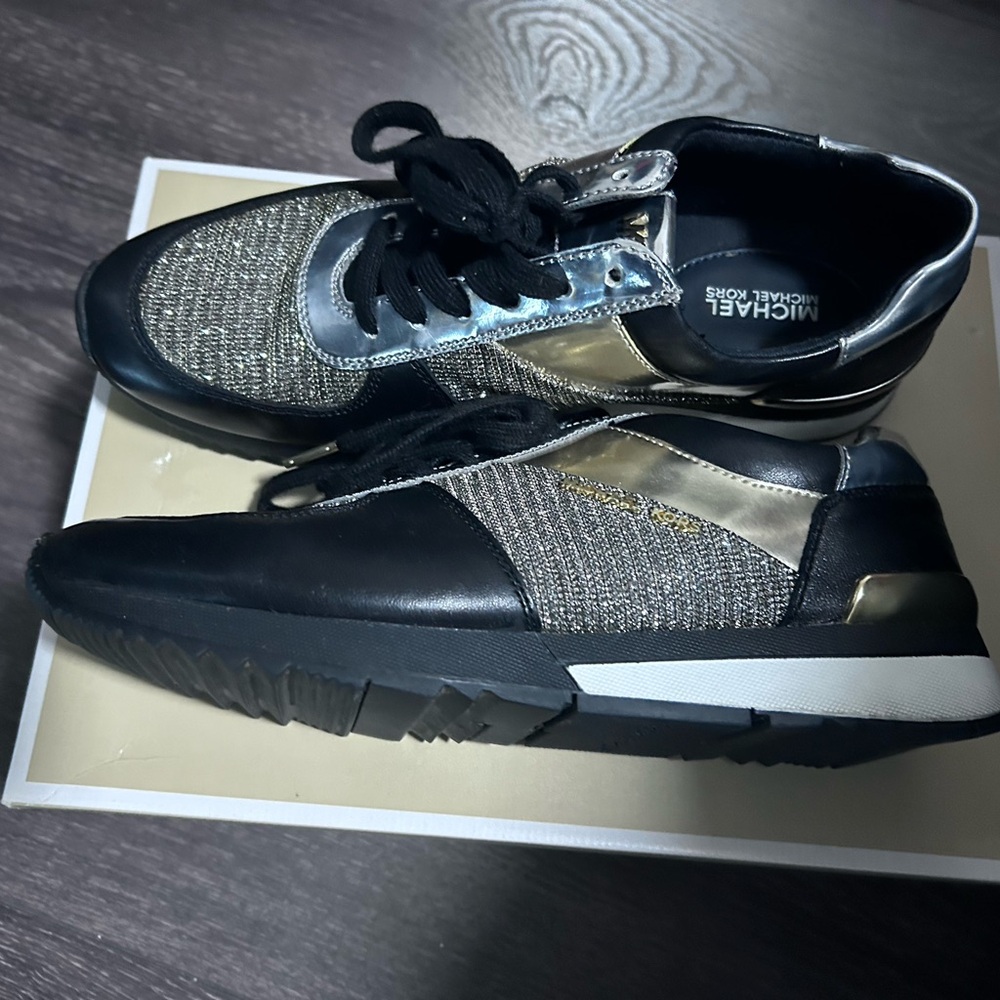 Micheal Kors Women's Black and Gold Sneakers - Picture 4 of 4
